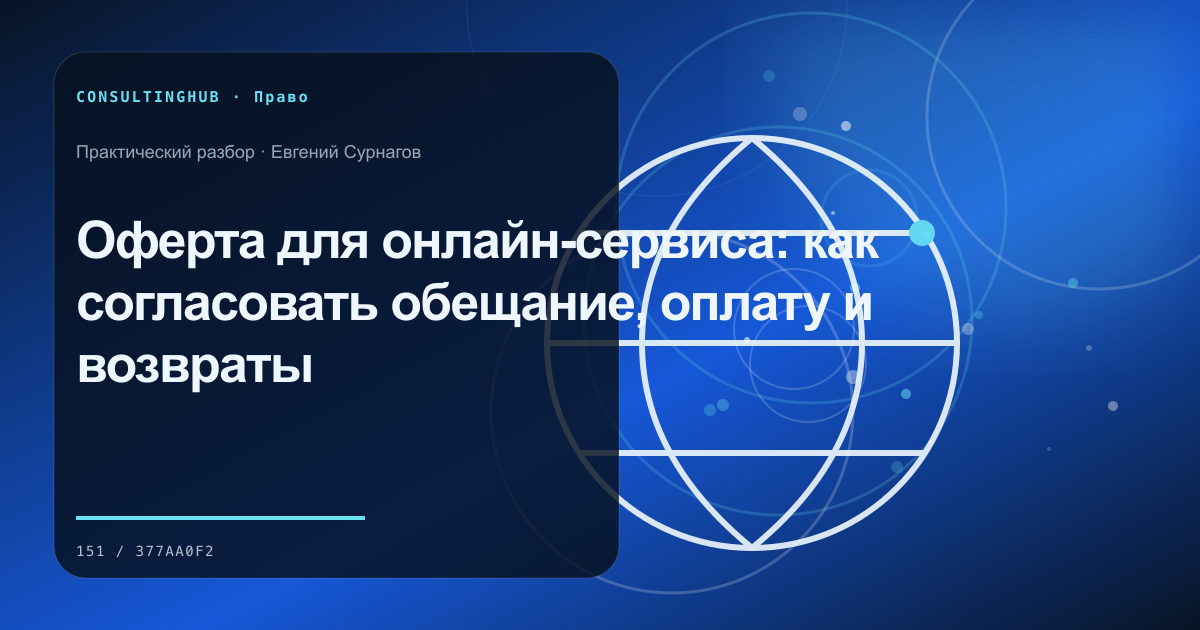 Юрист и управленческая команда разбирают договорные риски: оферта онлайн-сервиса; рабочая сессия по теме статьи